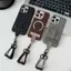 Thời Trang Sang Trọng Da Dây Đeo Cổ Tay Bao Da Cho iPhone 16 Pro Max Vỏ Điện Thoại iPhone 16 15 14 13 12 11 Pro Max 13Mini 14Plus XSMAX XR Vỏ Đeo Ngang Chống Sốc
