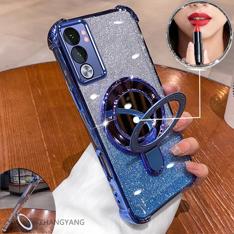 Ốp lưng vivo Y19S mạ điện hiệu ứng gương, giá đỡ, silicon TPU chống sốc