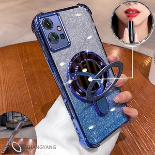 Ốp Lưng Dành Cho vivo Y75 5G Y33s 5G Y55 5G Vỏ Điện Thoại Mạ Điện flash Thẩm Mỹ Thiết Kế Mới Giá Đỡ Điện Thoại Có Hiệu Ứng Gương Silicon TPU Mềm