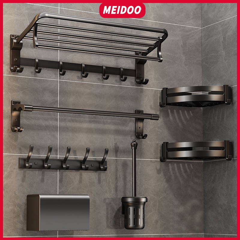 Ảnh Giá treo khăn/ cọ trang điểm MEIDOO gắn tường gấp gọn tiện lợi 1
