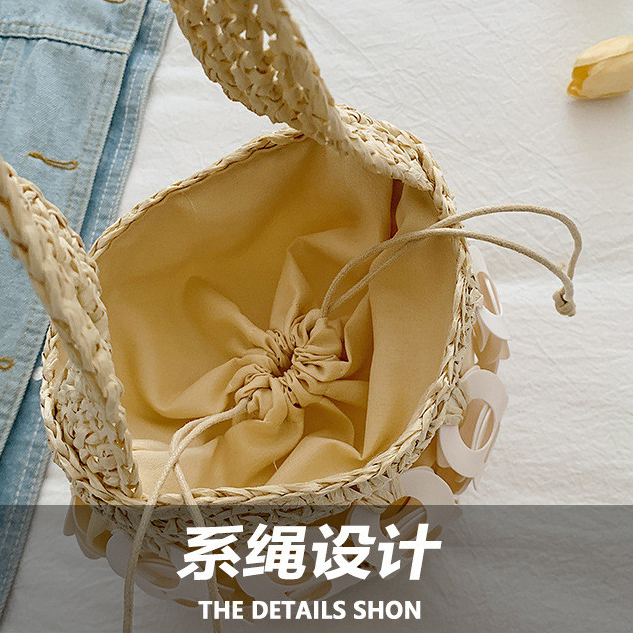 Túi Xô Phong Cách Mới Rỗng Khâu Màu Sắc Tương Phản Túi Dệt Túi Rơm Túi Xách