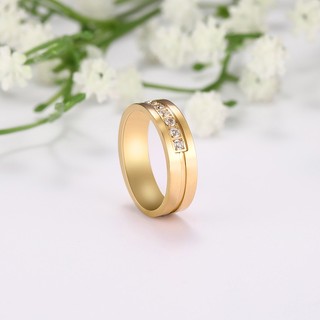 SKYRIM Nhẫn Kim Cương Vàng Bằng Thép Không Gỉ Thời Trang Cho Nam Nữ Cưới Đính Hôn Tuyên Bố Trang Sức