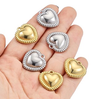 Đánh Bóng Thép Không Gỉ Retro Hình Trái Tim Mặt Dây Chuyền Tự Làm Trang Sức Vòng Cổ Vòng Tay Phụ Kiện Vàng 18k Quyến Rũ Tình Yêu