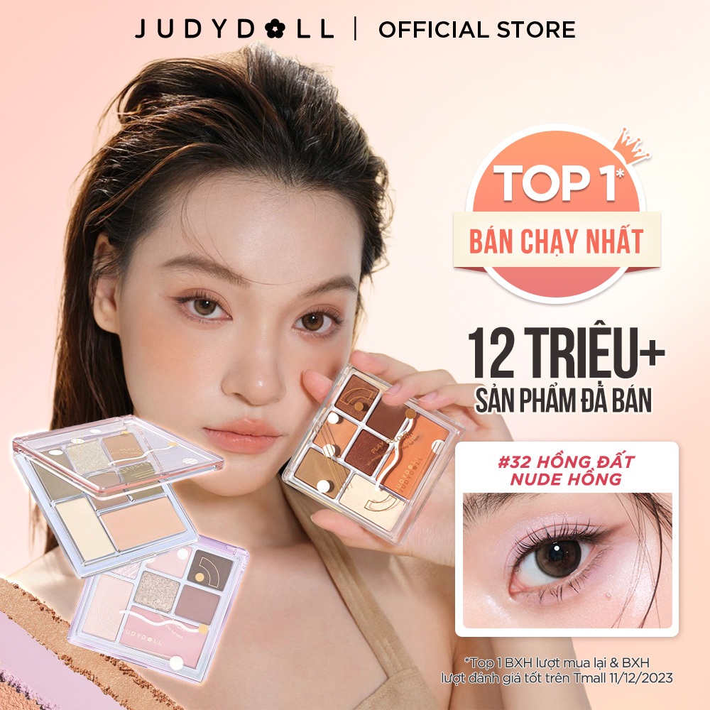 Ảnh Phấn Mắt 7 Màu JUDYDOLL 8.5g Đa Năng Hiệu Ứng Nhũ Siêu Lấp Lánh Mịn Lì Dễ Tán Bền Màu Lên Màu Chuẩn 1