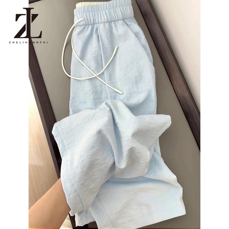 ZHELIHANGFEI Eo Cao Rời Ôm Hơn Nhìn Drap Ống Rộng Ice Silk Yamamoto Quần