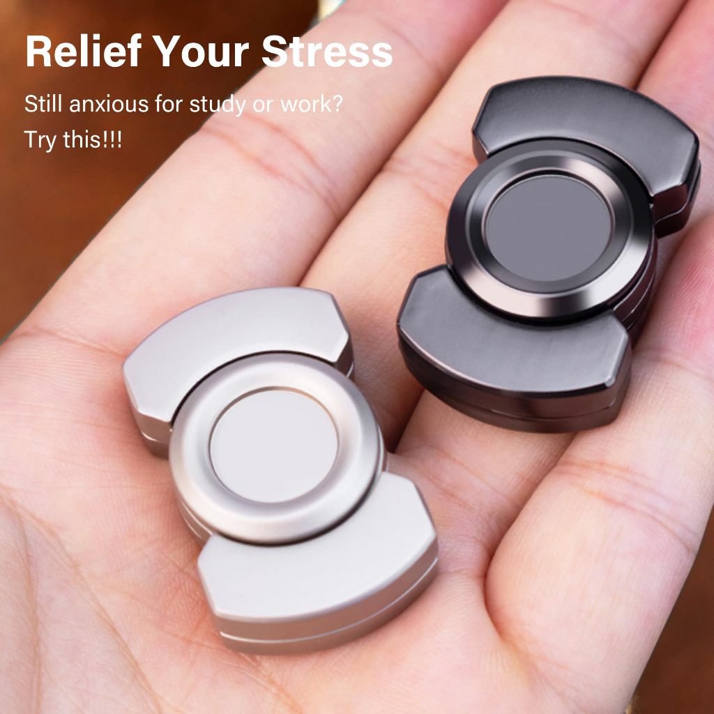Đồ chơi để bàn 3 trong 1 cho người lớn: Metal Slider / Spinner / Haptic Clicker - Hợp kim kẽm, Đen (giảm lo âu, giảm căng thẳng)