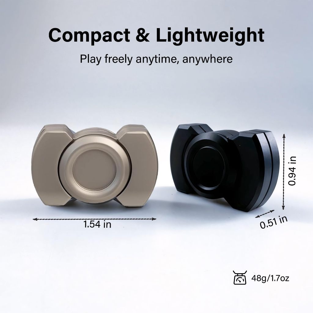 Đồ chơi để bàn 3 trong 1 cho người lớn: Metal Slider / Spinner / Haptic Clicker - Hợp kim kẽm, Đen (giảm lo âu, giảm căng thẳng)
