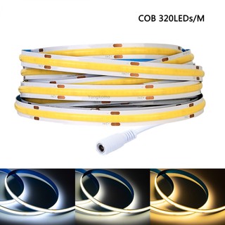 Dải đèn LED COB DC 5V 12V 24V 320 đèn LED / m Mật độ cao Đèn LED COB linh hoạt 8MM PCB Thanh đèn tuyến tính Đồng phục sáng Không có điểm để trang trí nhà cửa trong nhà Đồ dùng chiếu sáng DIY