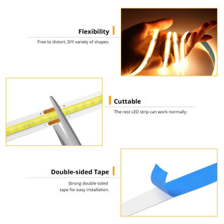 Dải đèn LED COB DC 5V 12V 24V 320 đèn LED / m Mật độ cao Đèn LED COB linh hoạt 8MM PCB Thanh đèn tuyến tính Đồng phục sáng Không có điểm để trang trí nhà cửa trong nhà Đồ dùng chiếu sáng DIY