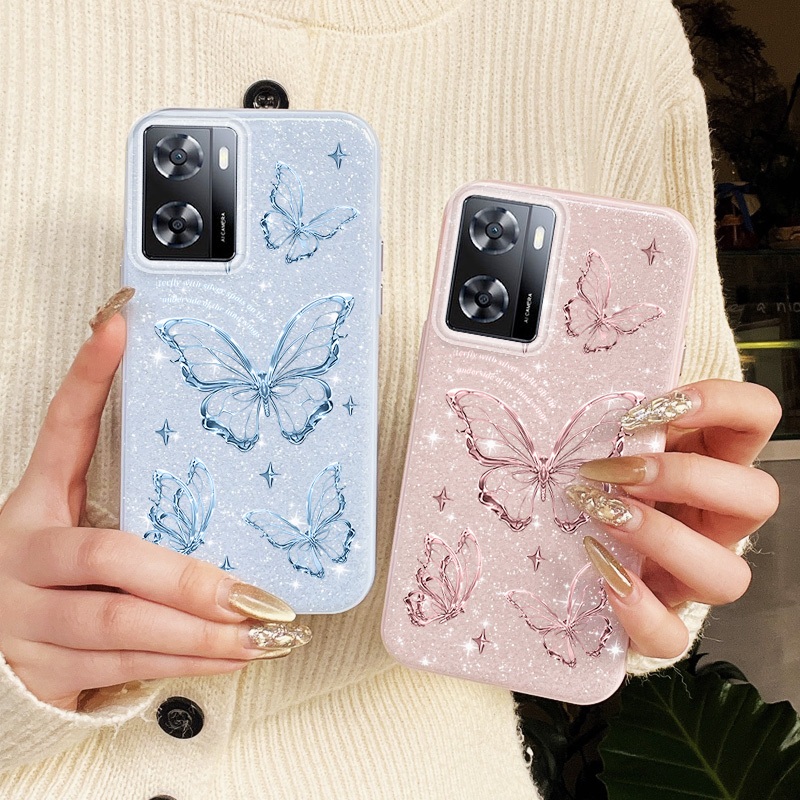Ốp Điện Thoại YBD INS Cho OPPO A57 A77 2022 A77S A77E A57E A57S OnePlus Nord N20 SE 4G Kim Cương Lấp Lánh Tinh Tế Rỗng Bướm