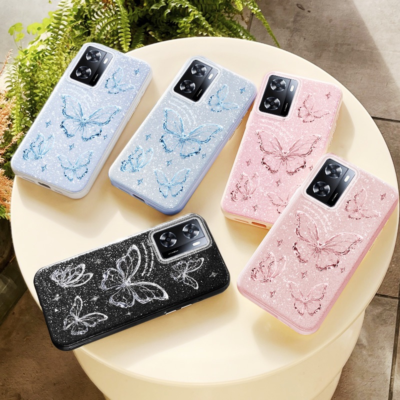 Ốp Điện Thoại YBD INS Cho OPPO A57 A77 2022 A77S A77E A57E A57S OnePlus Nord N20 SE 4G Kim Cương Lấp Lánh Tinh Tế Rỗng Bướm