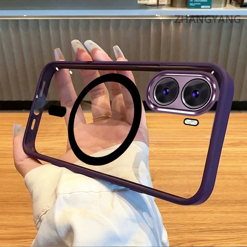 Ốp Điện Thoại OPPO RENO 11 5G RENO 11 Pro 5G Silicon Trong Suốt Chống Rơi Vỏ Điện Thoại Thẩm Mỹ Vòng Hút Từ Tính Thiết Kế Mới Đơn Giản TPU Bảo Vệ