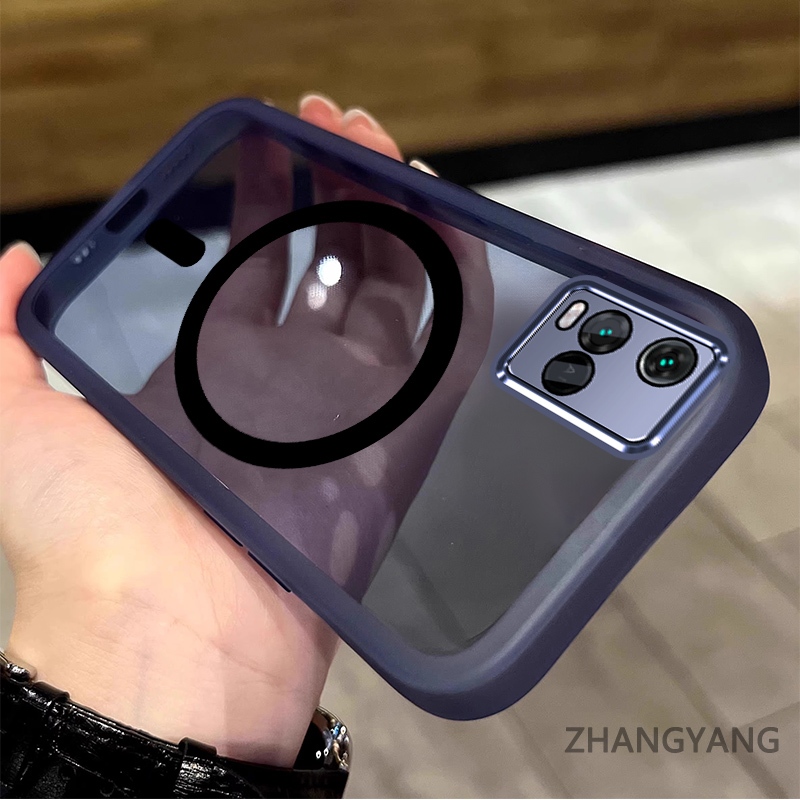 Ốp Điện Thoại VIVO Y21 Y21s Y21a Y21t Y33s 4G Silicon Trong Suốt Chống Rơi Vỏ Điện Thoại Thẩm Mỹ Vòng Hút Từ Tính Thiết Kế Mới Đơn Giản TPU Bảo Vệ