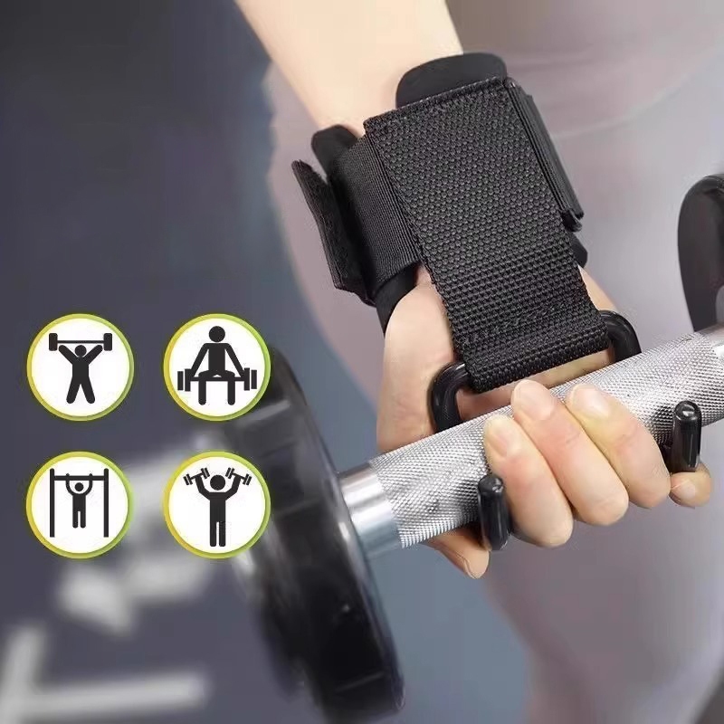 TMOY 2 Chiếc Móc Nâng Trọng Lượng Tay Cầm Có Quấn Cổ Tay, Dây Đeo Cổ Tay Tập Gym Thể Dục, Móc Trọng Lượng Dây Kéo, Găng Tay Nâng Điện