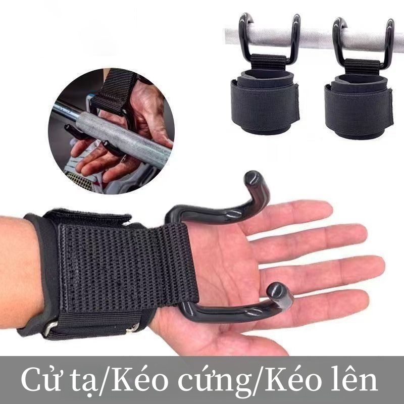 TMOY 2 Chiếc Móc Nâng Trọng Lượng Tay Cầm Có Quấn Cổ Tay, Dây Đeo Cổ Tay Tập Gym Thể Dục, Móc Trọng Lượng Dây Kéo, Găng Tay Nâng Điện