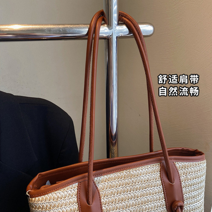 Túi tote rơm nữ phong cách mới, dung tích lớn, đeo chéo hoặc một vai