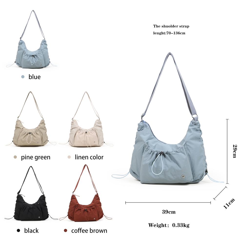 [Durlapue]-Túi đeo vai Nylon Hàn Quốc phong cách mới, thời trang giản dị, phù hợp với mọi phong cách, đa năng Thiết kế xếp ly cỡ lớn dành cho nữ hợp thời trang