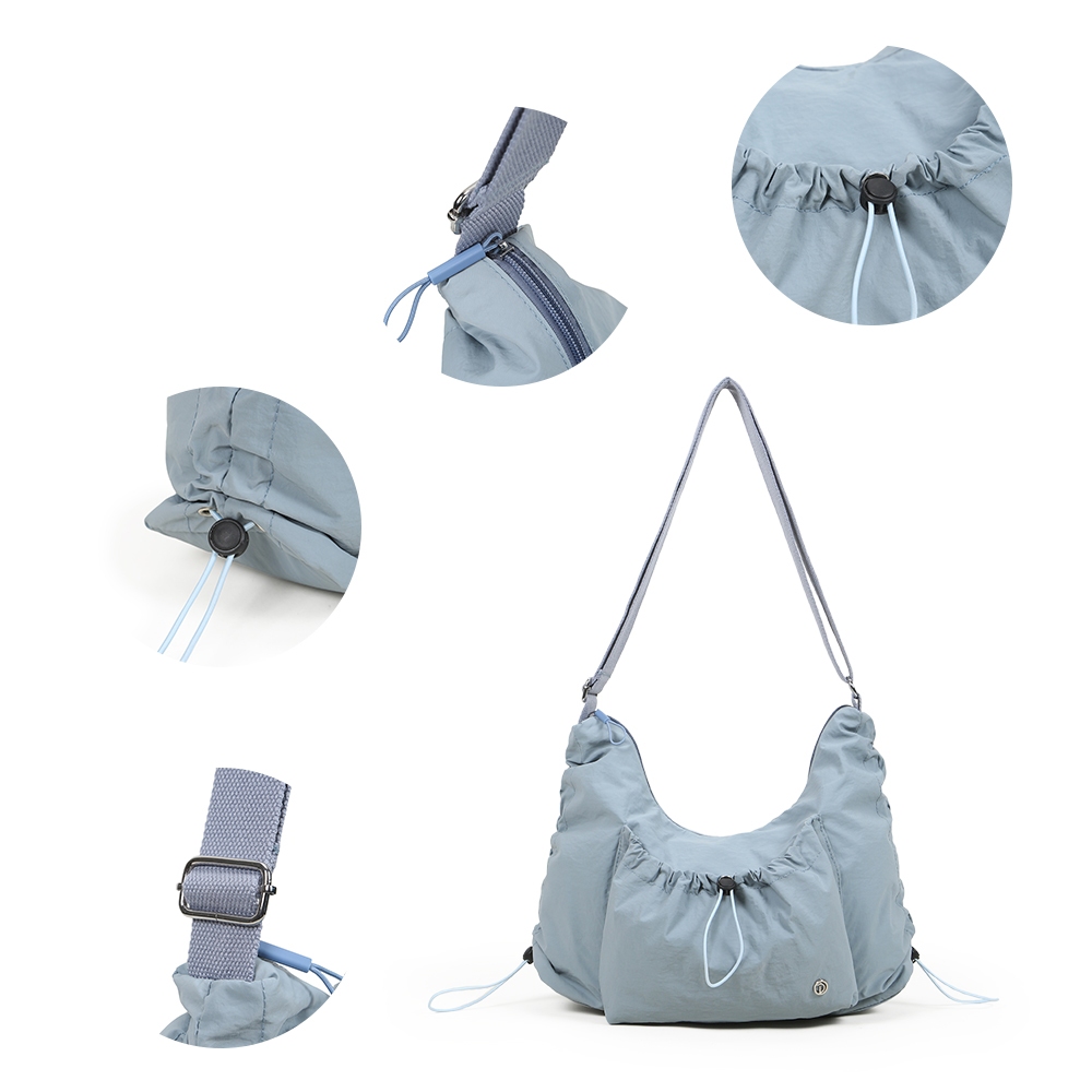[Durlapue]-Túi đeo vai Nylon Hàn Quốc phong cách mới, thời trang giản dị, phù hợp với mọi phong cách, đa năng Thiết kế xếp ly cỡ lớn dành cho nữ hợp thời trang