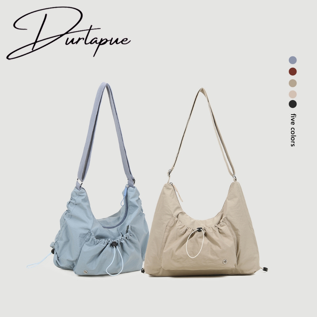 [Durlapue]-Túi đeo vai Nylon Hàn Quốc phong cách mới, thời trang giản dị, phù hợp với mọi phong cách, đa năng Thiết kế xếp ly cỡ lớn dành cho nữ hợp thời trang