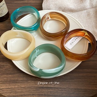 DREJEW Vòng tay mở không đều bằng acrylic mờ cổ điển Châu Âu và Mỹ đơn giản khí chất hình học cao cấp trang sức tay