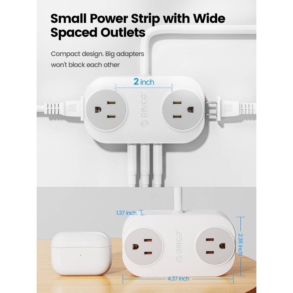Dây nối dài di động ORICO Sạc thông minh USB Dải nguồn treo tường được phê duyệt (JY1)