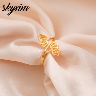 SKYRIM Charm Titan Nhẫn Trái Tim Bằng Thép Không Gỉ Cho Nữ Mở Quà Tặng Trang Sức Có Thể Điều Chỉnh