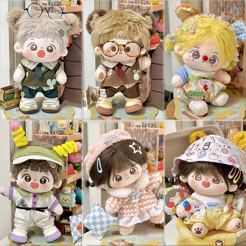 Dễ Thương 20cm Búp Bê Cotton Hoạt Hình Nam Nữ Búp Bê Bộ Quần Áo Búp Bê ...