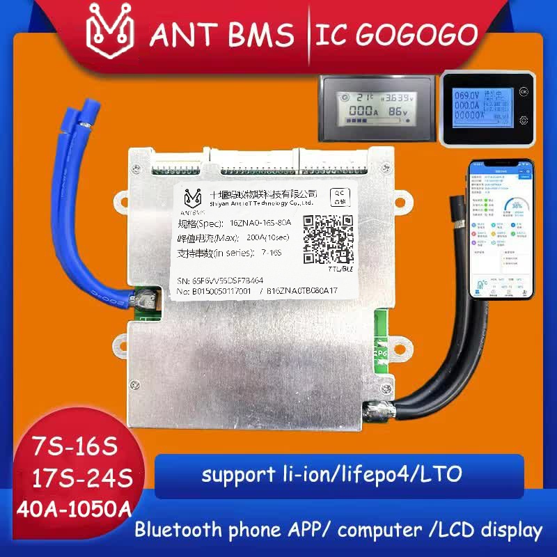 Bảng bảo vệ pin Lithium Ant BMS 17S đến 24S 72V 60V Li-ion Lifepo4 40A ...