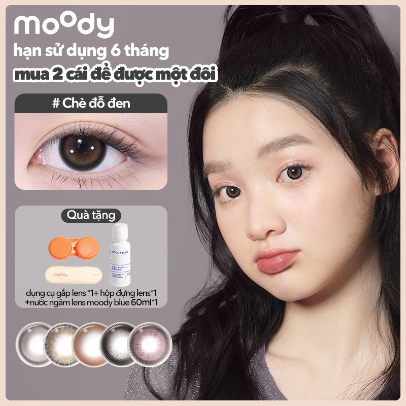 Ảnh Kính áp tròng 6 tháng moody màu nâu/đen tự nhiên, có độ cận 0-7, độ giãn tròng 14.0 – 14.5mm 1