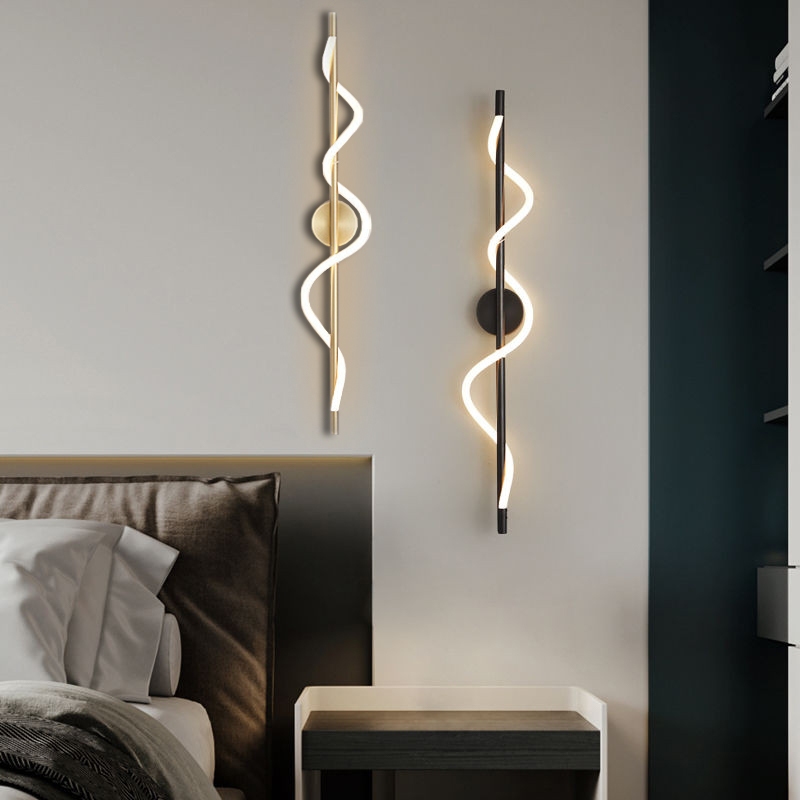 Đèn tường, Đèn hậu hiện đại Đèn Led xoắn ốc thẩm mỹ sang trọng Đèn tường tuyến tính, Phòng ngủ, Cầu thang, Đèn chiếu sáng trang trí tường nền