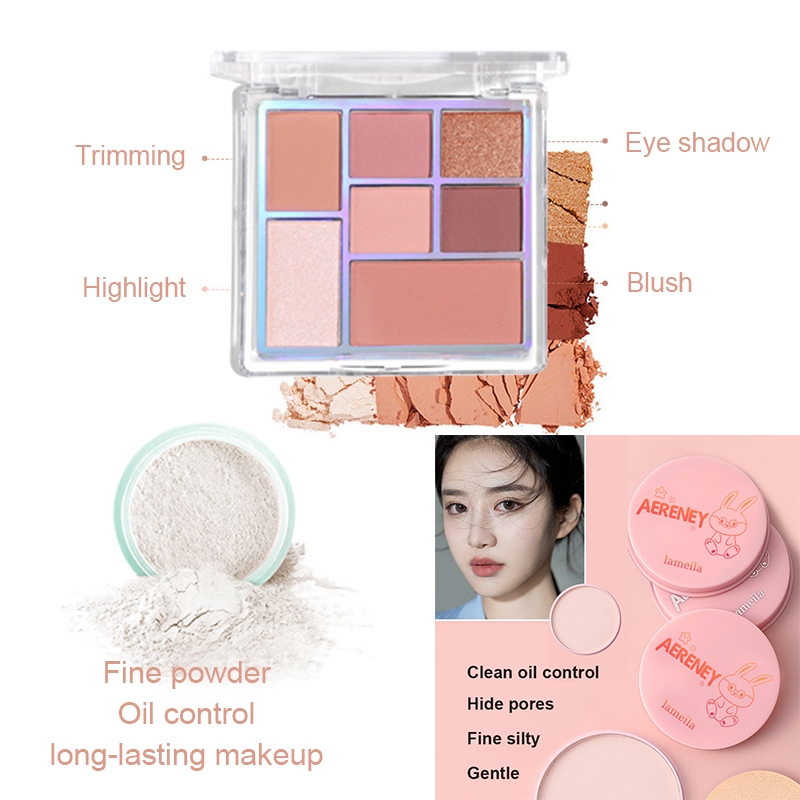 Ảnh LAMEILA bộ trang điểm 17 sản phẩm Son môi+Mascara+kẻ mắt+Bàn chải trang điểm+Chất lỏng concealer+Lông mi clip+Lông mày dao+Nhãn bóng đĩa 4