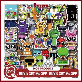 Bộ 50 Hoạt Hình Vui Nhộn Incredibox Sprunki Trò Chơi Anime Miếng Dán Đồ Chơi Trẻ Em DIY Laptop Hành Lý Miếng Dán Điện Thoại