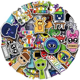 Bộ 50 Hoạt Hình Vui Nhộn Incredibox Sprunki Trò Chơi Anime Miếng Dán Đồ Chơi Trẻ Em DIY Laptop Hành Lý Miếng Dán Điện Thoại