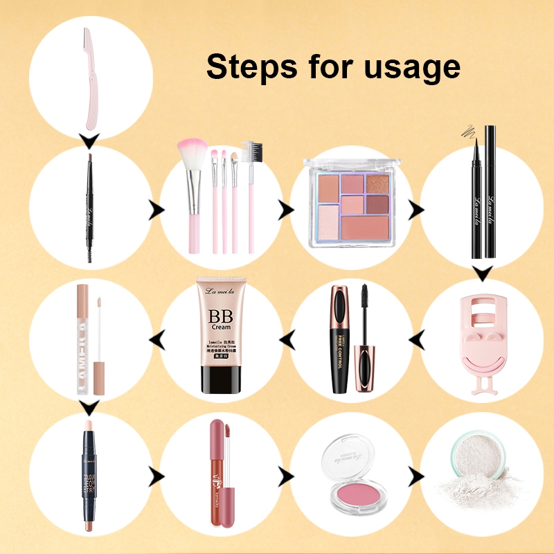 Ảnh Bộ chăm sóc sắc đẹp Lameila Mascara + Phấn mắt + Son môi + Kem BB + Kem che khuyết điểm + Que che khuyết điểm + Phấn phủ + Phấn má hồng + Bút kẻ mắt + Bút chì kẻ mày + Dao lông mày + Kẹp lông mi + Cọ trang điểm * 5 Bộ nhiều người mới bắt đầu 1