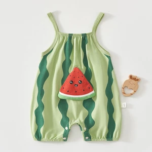 Quần Áo Bé Gái Sơ Sinh Cotton Mùa Hè In Hình Trái Cây Cho Bé Rompers Không Tay 1 Sinh Nhật Boutique Trẻ Sơ Sinh Bé Trai Áo liền quần