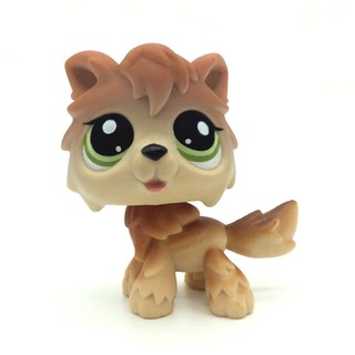 Mini Littlest Pet Shop Đồ Chơi 2141 Sói Nâu Tan Husky Timberwolf Mắt Xanh Chó Động Vật Hình