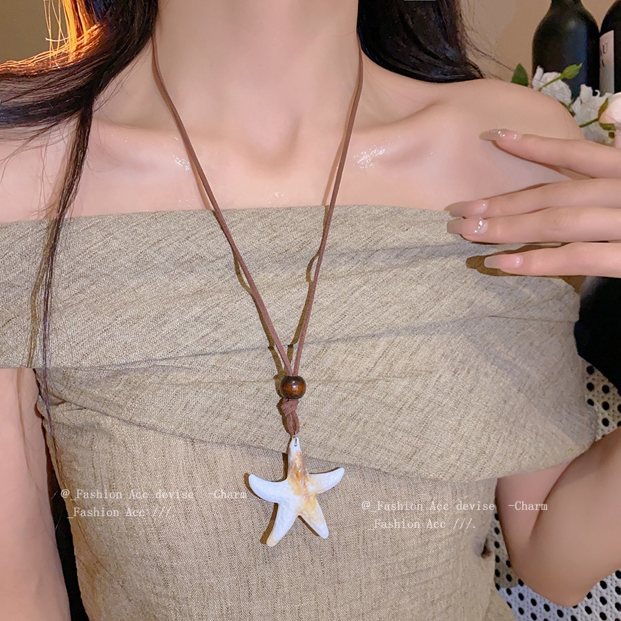 Vòng cổ mặt dây chuyền Zhuhai Star bằng gỗ Acrylic, dây chuyền xương đòn thông thường phong cách kỳ nghỉ cổ điển, thời trang, thích hợp và cao cấp