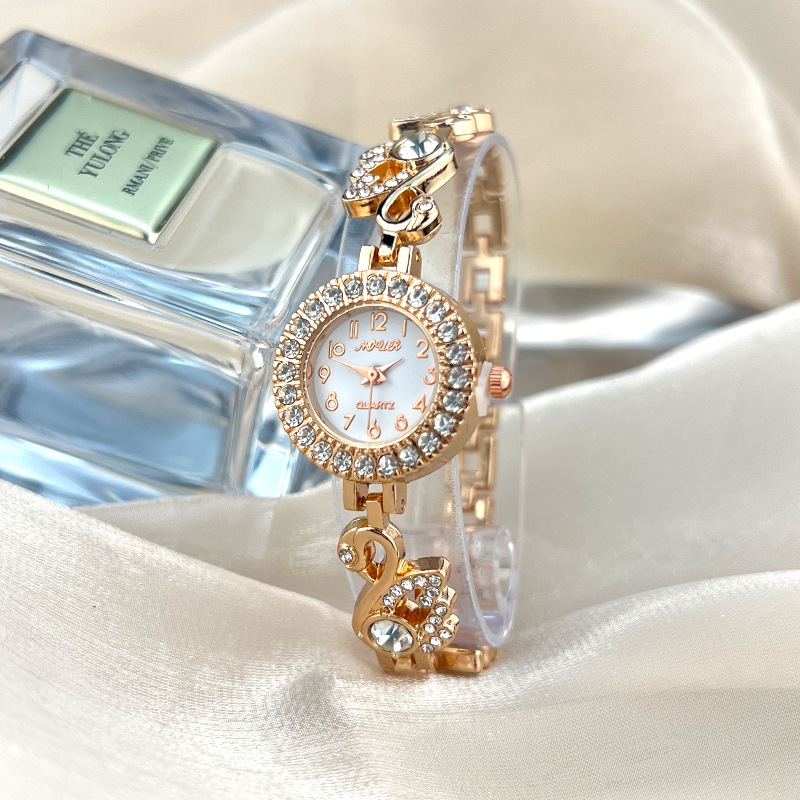Đồng hồ nữ Bộ kim cương Swan Swarovski Vòng tay Đồng hồ đeo tay nữ Mặt số nhỏ Đồng hồ thạch anh đơn giản