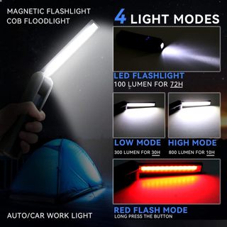 Đèn LED làm việc Đèn pin sạc USB Đèn LED có đế từ tính, móc, cho cơ khí, sửa chữa, cắm trại, khẩn cấp