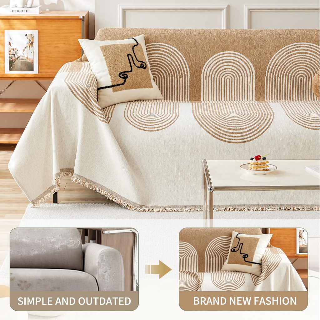 Vỏ Sofa Bohemian, Chăn Sofa Chenille Chống Mèo Trầy Xước Bốn Mùa Đa Năng Chống Trơn Trượt Trang Trí Nhà Cửa Thiết Bị Nội Thất