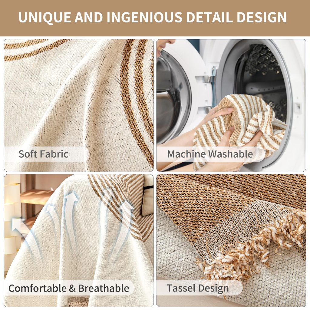 Vỏ Sofa Bohemian, Chăn Sofa Chenille Chống Mèo Trầy Xước Bốn Mùa Đa Năng Chống Trơn Trượt Trang Trí Nhà Cửa Thiết Bị Nội Thất