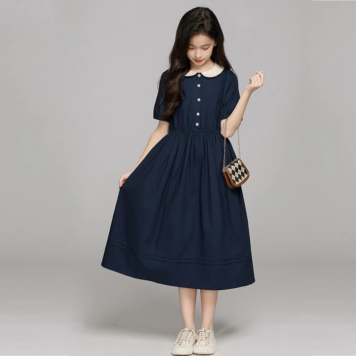 3-14 Tuổi Bé Gái Váy Trẻ Em Váy Trẻ Em Váy Trẻ Em Bé Gái Phiên Bản Hàn Quốc Thường Ngày Preppy Phong Cách Đầm