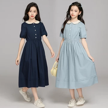 3-14 Tuổi Bé Gái Váy Trẻ Em Váy Trẻ Em Váy Trẻ Em Bé Gái Phiên Bản Hàn Quốc Thường Ngày Preppy Phong Cách Đầm