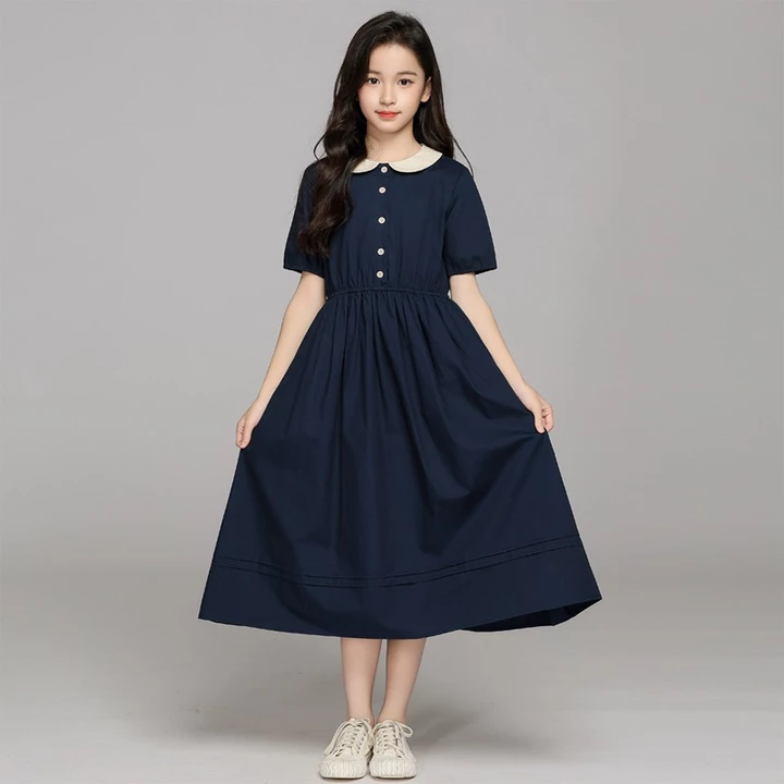 3-14 Tuổi Bé Gái Váy Trẻ Em Váy Trẻ Em Váy Trẻ Em Bé Gái Phiên Bản Hàn Quốc Thường Ngày Preppy Phong Cách Đầm