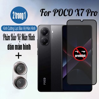 Poco X7 Pro Kính cường lực chống nhìn trộm 2 trong 1 Bảo vệ màn hình riêng tư cho Xiaomi POCO X6 F6 Pro 4G 5G Phim chống gián điệp & Phim ống kính máy ảnh