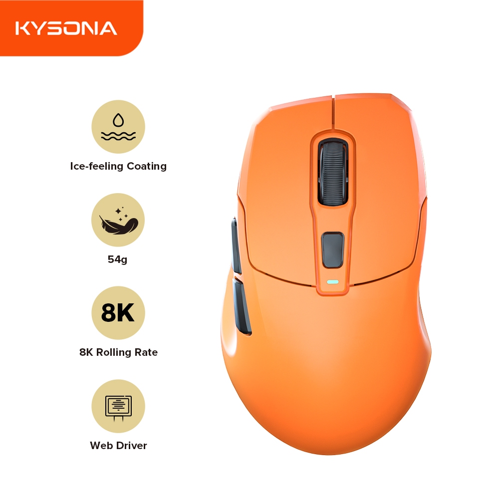 Chuột chơi game không dây KYSONA URANUS PRO 8K Hz PAW3395 Siêu nhẹ 54g Chuột phủ cảm giác băng
