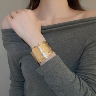 DREJEW Vòng tay mở in bóng kim loại không đều Châu Âu và Mỹ retro đơn giản vòng tay đa năng nhẹ sang trọng trang sức tay cao cấp