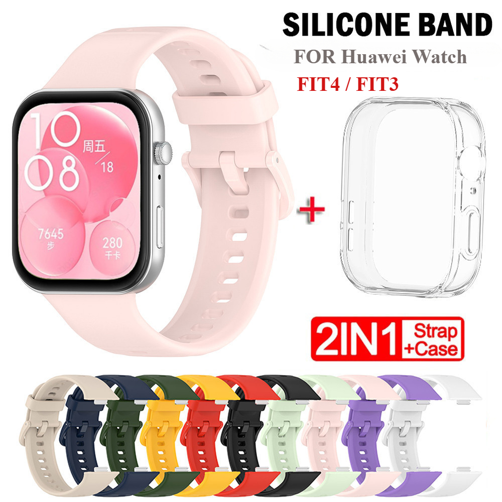Dây đeo đồng hồ silicon cho Huawei Watch Fit 3 Vỏ đồng hồ cho Huawei Watch Fit3 Dây đeo có vỏ bảo vệ màn hình