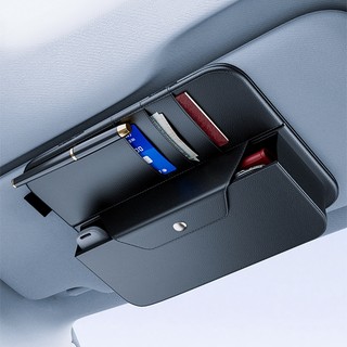 SEAMETAL Tấm Che Nắng Ô Tô Da Nhiều Túi Bảo Quản Kính Mát Giá Đỡ Kẹp Phụ Kiện Ô Tô