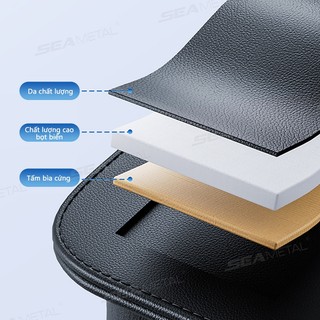SEAMETAL Tấm Che Nắng Ô Tô Da Nhiều Túi Bảo Quản Kính Mát Giá Đỡ Kẹp Phụ Kiện Ô Tô